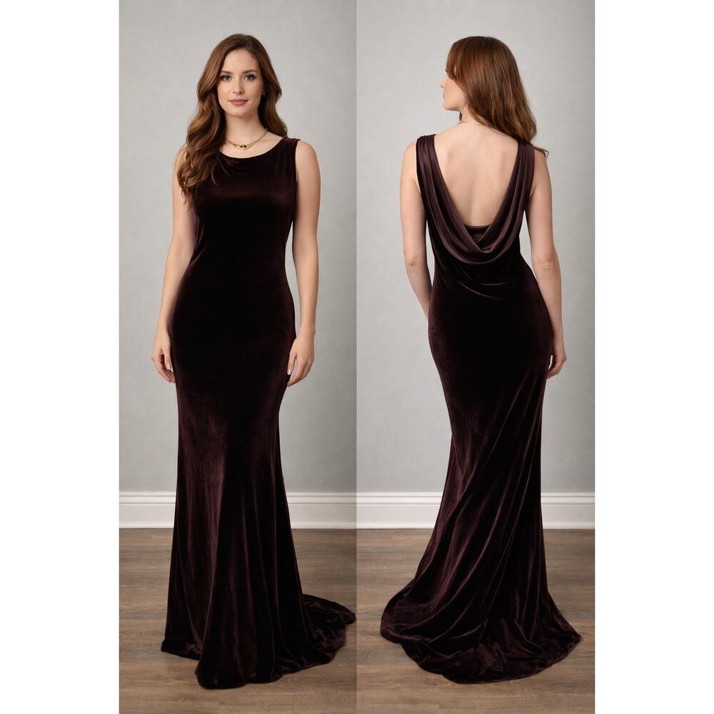 Jones New York Evening Velvet Maxi Dress Size 8 Sleeveless Pull-On Elegant Gown